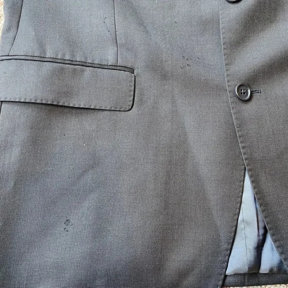 Calvin Klein Lord & Taylor Men's 44L Slim Fit Suit Blazer Jacket Gray 100% Wool